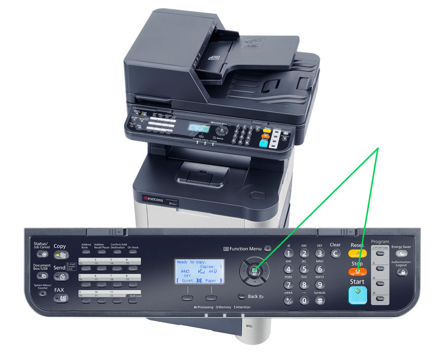 неправильно установлен картридж с тонером Kyocera что делать